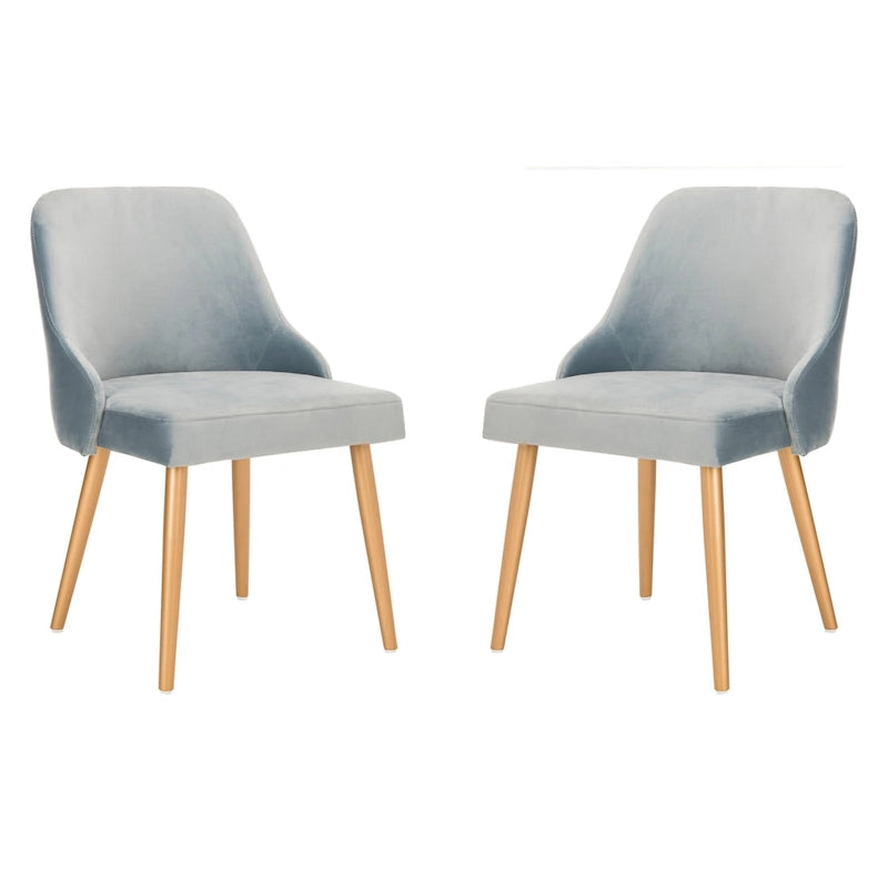SAFAVIEH Nobie 18.3 Upholstered Dining Chair - Grey / Gold (Set of 2) - 21 x 22 x 31 - 21Wx22Dx31H
