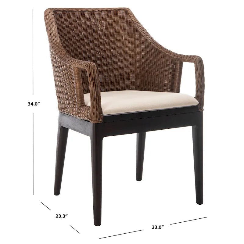 SAFAVIEH Duyen Dining Multi/ Brown Arm Chair - 23 x 23.3 x 34 - 23Wx23Dx34H