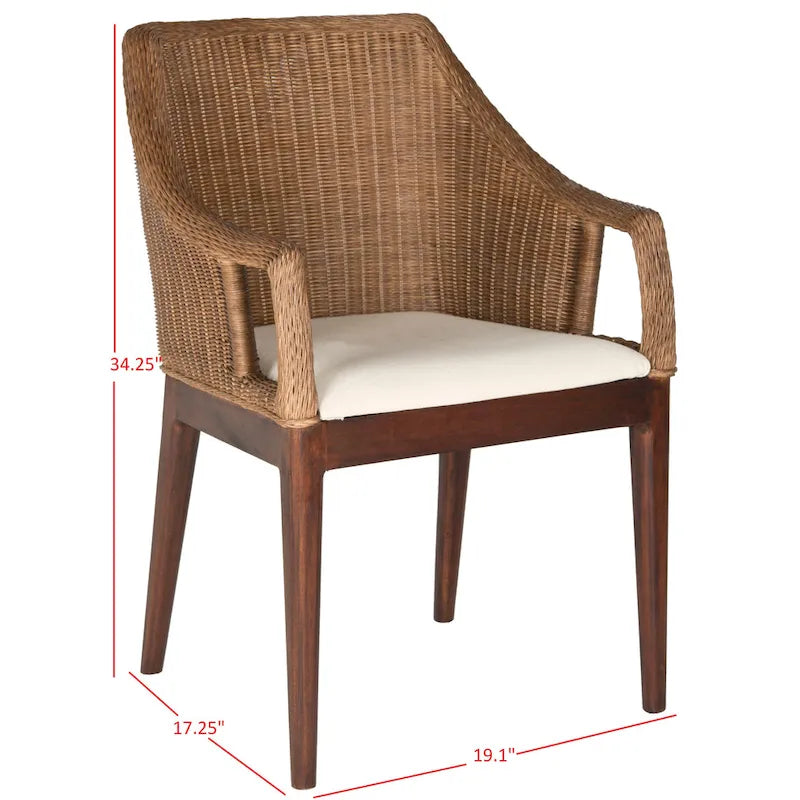 SAFAVIEH Duyen Dining Multi/ Brown Arm Chair - 23 x 23.3 x 34 - 23Wx23Dx34H
