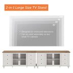 WAMPAT Farmhouse Glass Door TV Stand for up to 110 TVs, Modern Entertainment Center with Storage