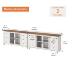 WAMPAT Farmhouse Glass Door TV Stand for up to 110 TVs, Modern Entertainment Center with Storage