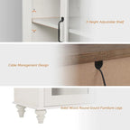 WAMPAT Farmhouse Glass Door TV Stand for up to 110 TVs, Modern Entertainment Center with Storage