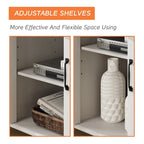 WAMPAT Farmhouse Glass Door TV Stand for up to 110 TVs, Modern Entertainment Center with Storage