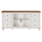 WAMPAT Farmhouse Glass Door TV Stand for up to 110 TVs, Modern Entertainment Center with Storage