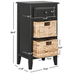 SAFAVIEH Helma Distressed Black Drawer Storage Side Table - 15 x 11.8 x 27.6 - 15Wx12Dx26H