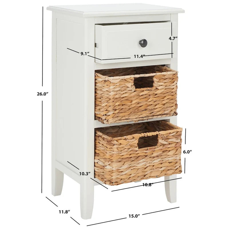 SAFAVIEH Helma Distressed Black Drawer Storage Side Table - 15 x 11.8 x 27.6 - 15Wx12Dx26H