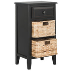 SAFAVIEH Helma Distressed Black Drawer Storage Side Table - 15 x 11.8 x 27.6 - 15Wx12Dx26H