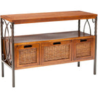 SAFAVIEH Tamuita Antique Pewter Dark Walnut Finish Console Table - 36 x 13.8 x 24.8 - 36Wx14Dx25H
