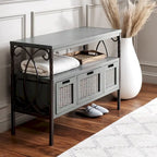 SAFAVIEH Tamuita Antique Pewter Dark Walnut Finish Console Table - 36 x 13.8 x 24.8 - 36Wx14Dx25H