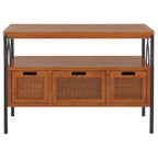 SAFAVIEH Tamuita Antique Pewter Dark Walnut Finish Console Table - 36 x 13.8 x 24.8 - 36Wx14Dx25H