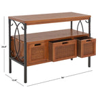 SAFAVIEH Tamuita Antique Pewter Dark Walnut Finish Console Table - 36 x 13.8 x 24.8 - 36Wx14Dx25H