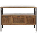 SAFAVIEH Tamuita Antique Pewter Dark Walnut Finish Console Table - 36 x 13.8 x 24.8 - 36Wx14Dx25H