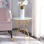 SAFAVIEH Treasures Lawanda Gold/ Blue-White Top Accent Table - 18 W x 18 L x 22.5 H - 18Wx18Dx23H
