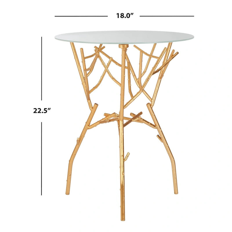 SAFAVIEH Treasures Lawanda Gold/ Blue-White Top Accent Table - 18 W x 18 L x 22.5 H - 18Wx18Dx23H