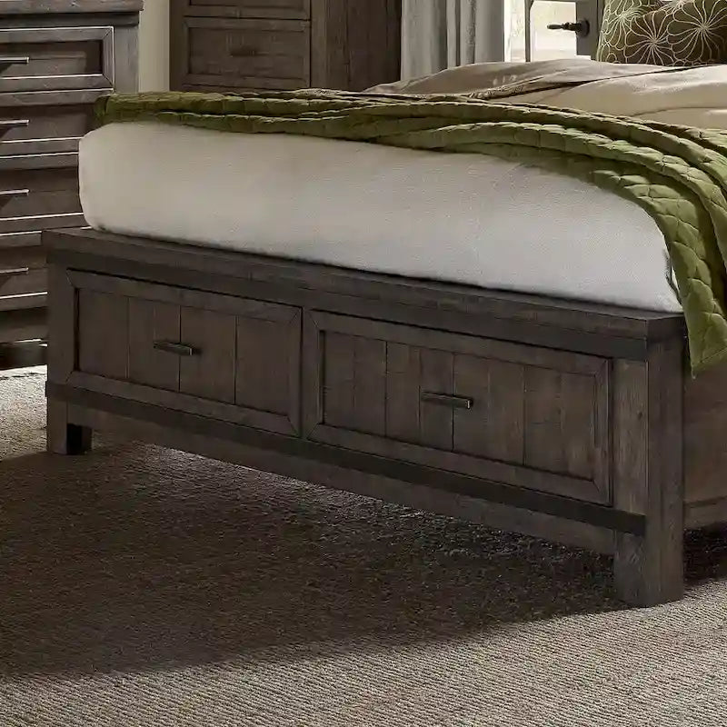 Thornwood Hills Rock Beaten Gray with Saw Cuts Queen Two Sided Storage Bed