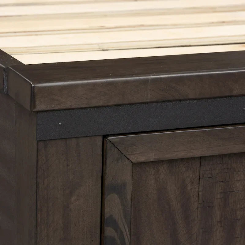 Thornwood Hills Rock Beaten Gray with Saw Cuts Queen Two Sided Storage Bed