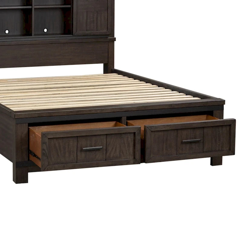 Thornwood Hills Rock Beaten Gray with Saw Cuts Queen Two Sided Storage Bed