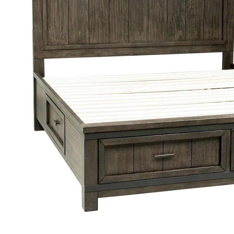 Thornwood Hills Rock Beaten Gray with Saw Cuts Queen Two Sided Storage Bed