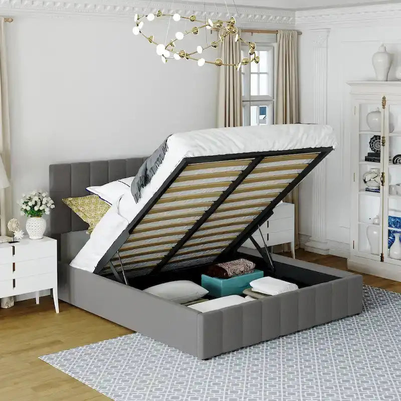 Full/Queen Upholstered Platform Bed with Lift Up Storage