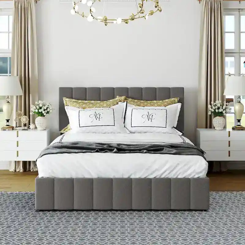 Full/Queen Upholstered Platform Bed with Lift Up Storage