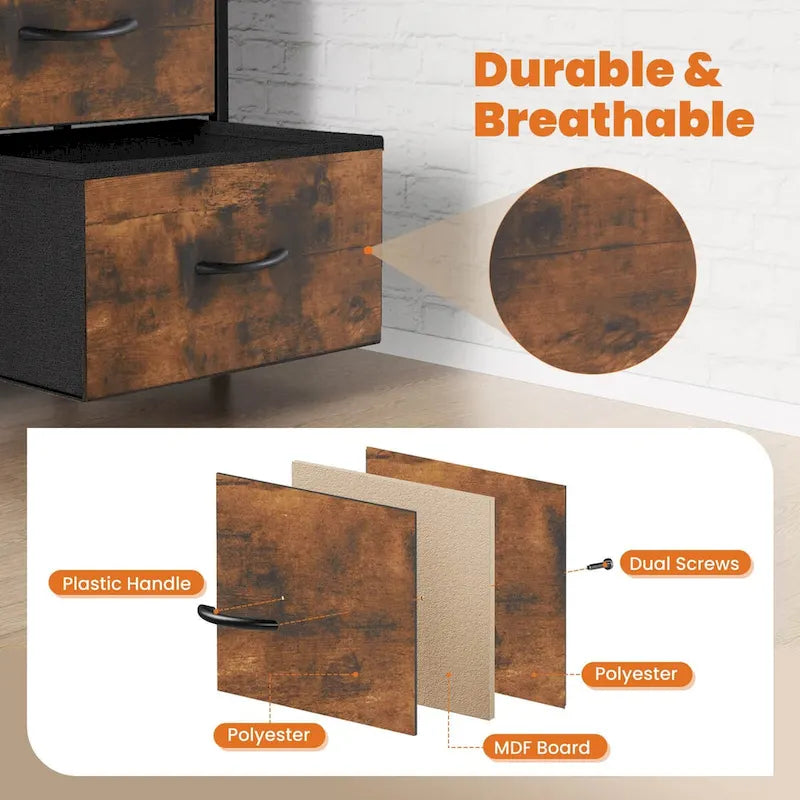 4-Drawers Dresser with Metal Frame and Wood Top