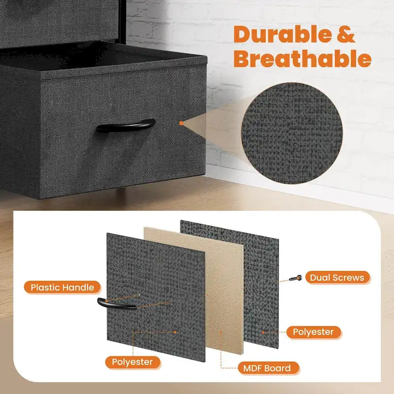 4-Drawers Dresser with Metal Frame and Wood Top