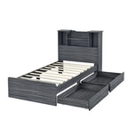 Twin Size Storage Platform Bed Frame with Shelves and Drawers