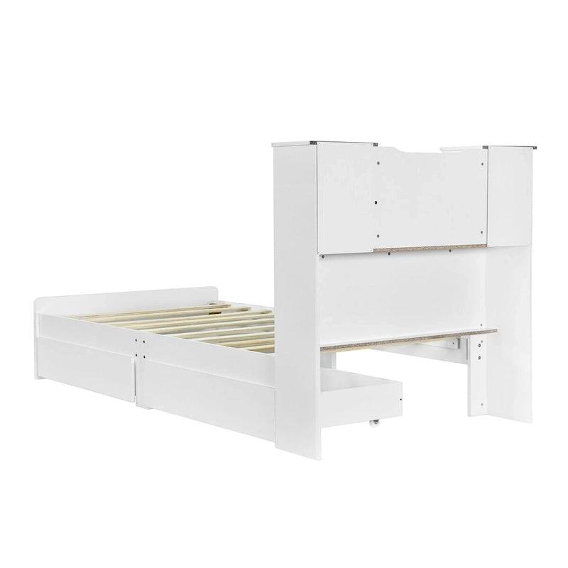 Twin Size Storage Platform Bed Frame with Shelves and Drawers