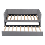 Twin Size Upholstered Daybed with Ergonomic Design Backrest and Trundle