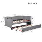 Twin Size Upholstered Daybed with Ergonomic Design Backrest and Trundle