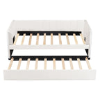 Twin Size Upholstered Daybed with Ergonomic Design Backrest and Trundle