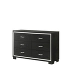 Pedro 6 Piece Black Velvel Upholstered Panel Bedroom Set