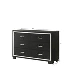 Pedro 6 Piece Black Velvel Upholstered Panel Bedroom Set