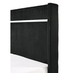 Pedro 6 Piece Black Velvel Upholstered Panel Bedroom Set