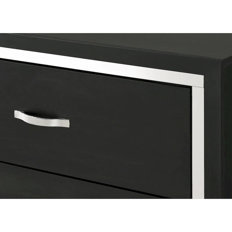Pedro 6 Piece Black Velvel Upholstered Panel Bedroom Set