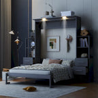 Merax Murphy Bed Wall Bed with Shelves, Drawers and LED Lights