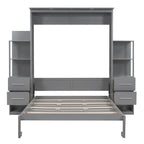 Merax Murphy Bed Wall Bed with Shelves, Drawers and LED Lights