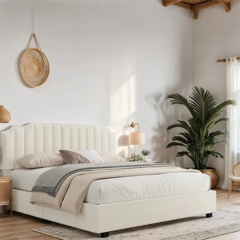 Full Size Velvet Wood Frame Lift Up Platform Bed with Storage