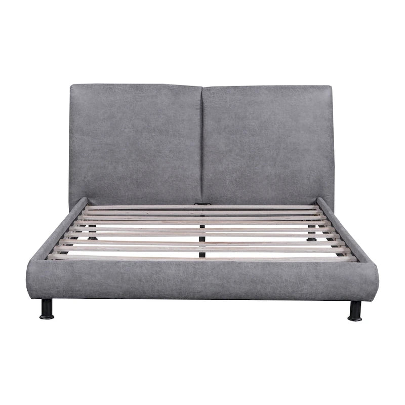 Queen Size Platform Bed with Two Large Headrests