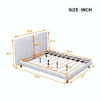 Queen Size Platform Bed with Two Large Headrests