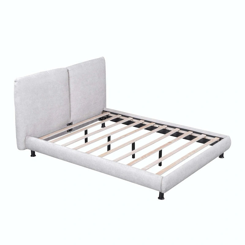 Queen Size Platform Bed with Two Large Headrests