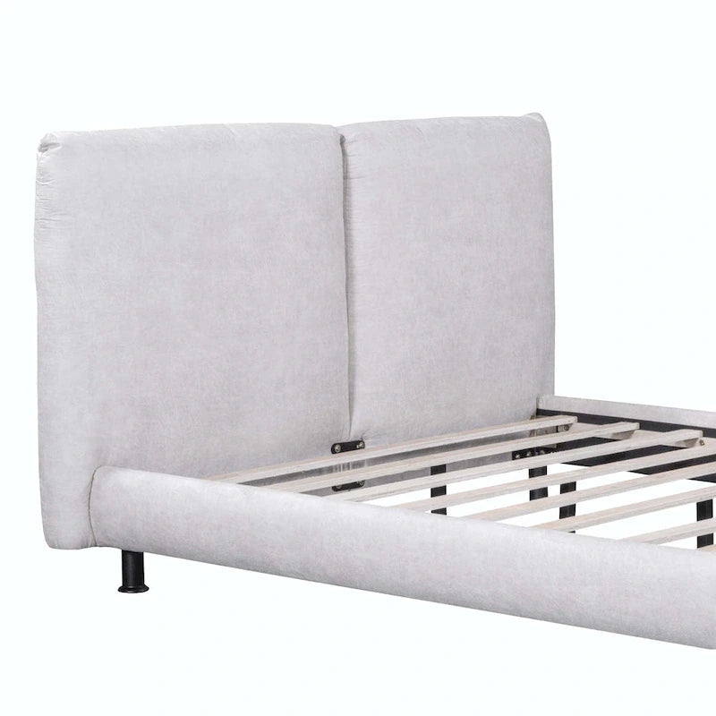 Queen Size Platform Bed with Two Large Headrests