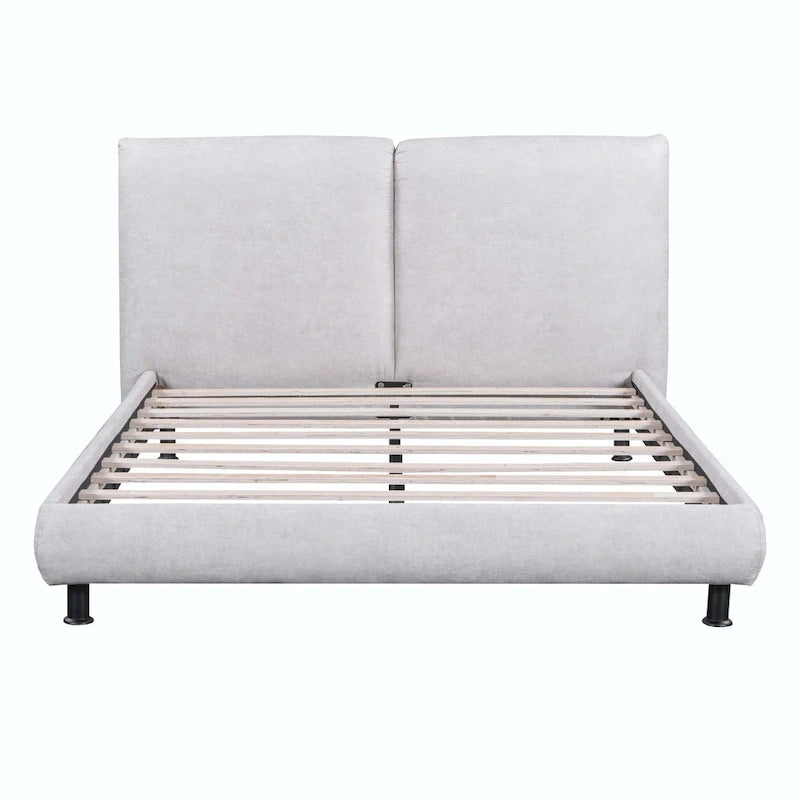 Queen Size Platform Bed with Two Large Headrests