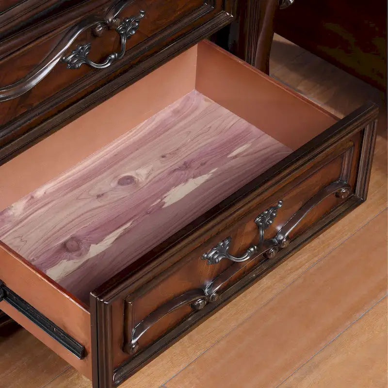 Furniture of America Eugene Traditional Solid Wood Chest with Felt-lined Top Drawer and Cedarwood-lined Drawer