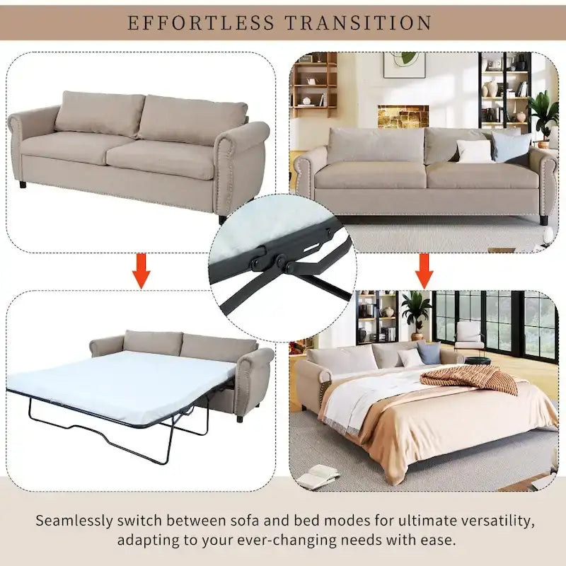 80.7 2-in-1 Sofa Bed Sleeper with Large Mattress