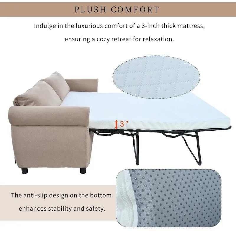 80.7 2-in-1 Sofa Bed Sleeper with Large Mattress