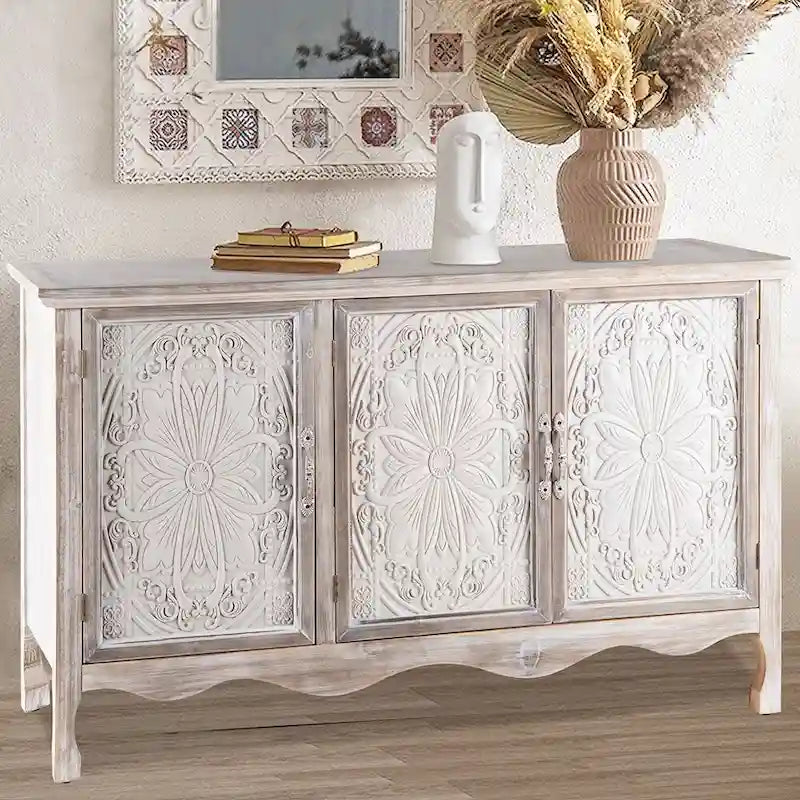 Adika Solid Wood Vintage Vibe Accent Cabinet
