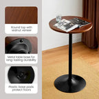 Glitzhome 39.5H Modern Bistro Walnut Top Round Pub Bar Table