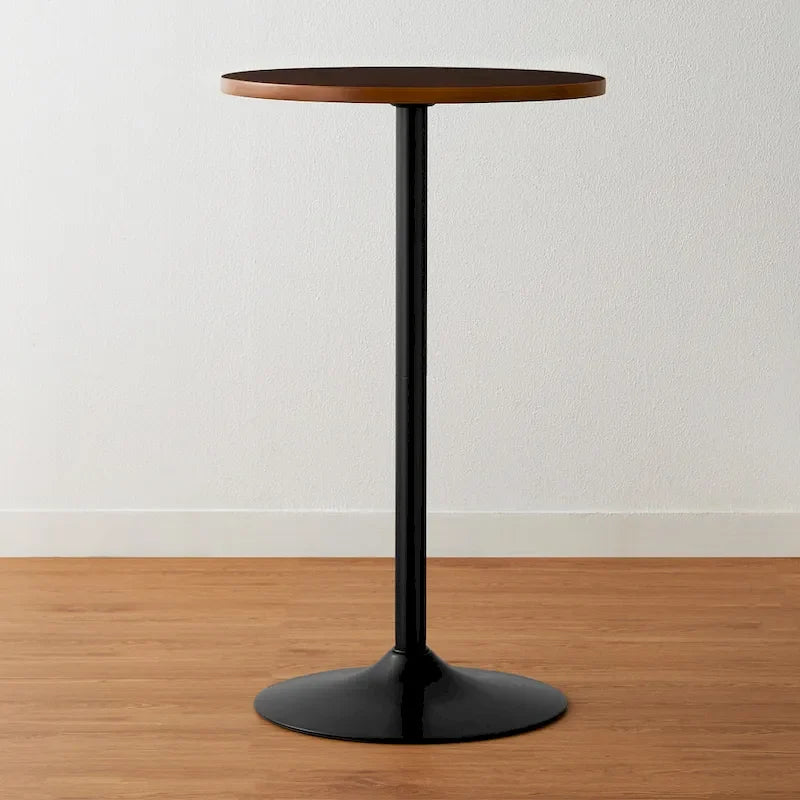 Glitzhome 39.5H Modern Bistro Walnut Top Round Pub Bar Table
