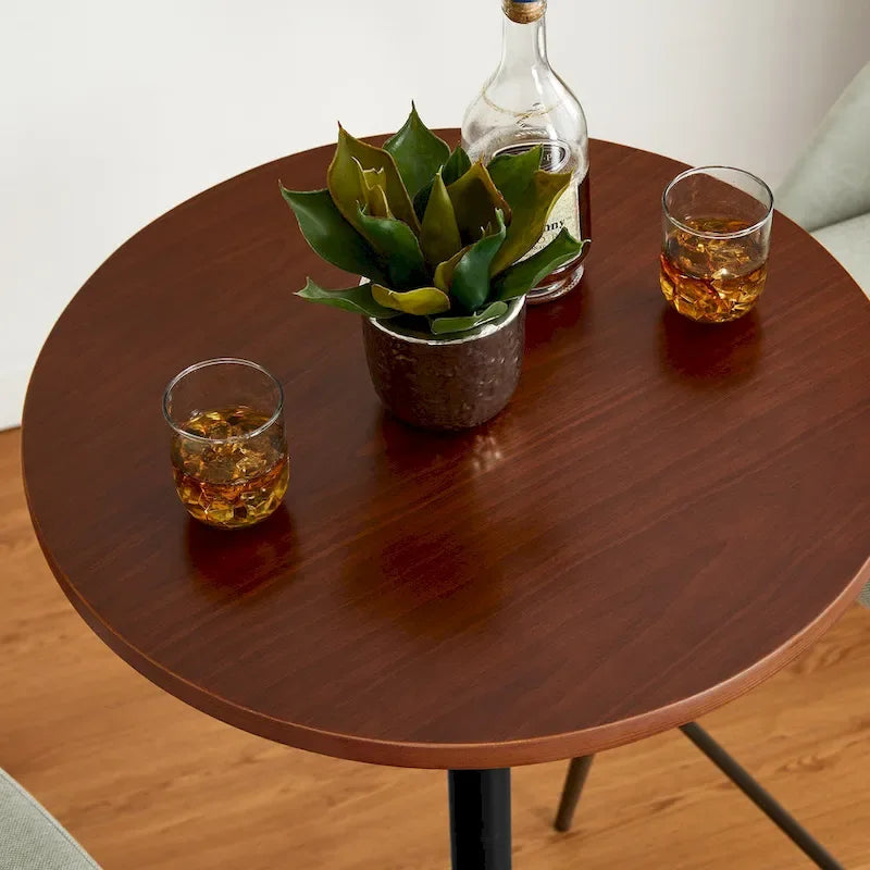 Glitzhome 39.5H Modern Bistro Walnut Top Round Pub Bar Table